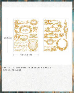 * New* Redesign with Prima Kacha Gold Foil Flat packed Middy Transfer Label Deluxe ( 2 sheets)