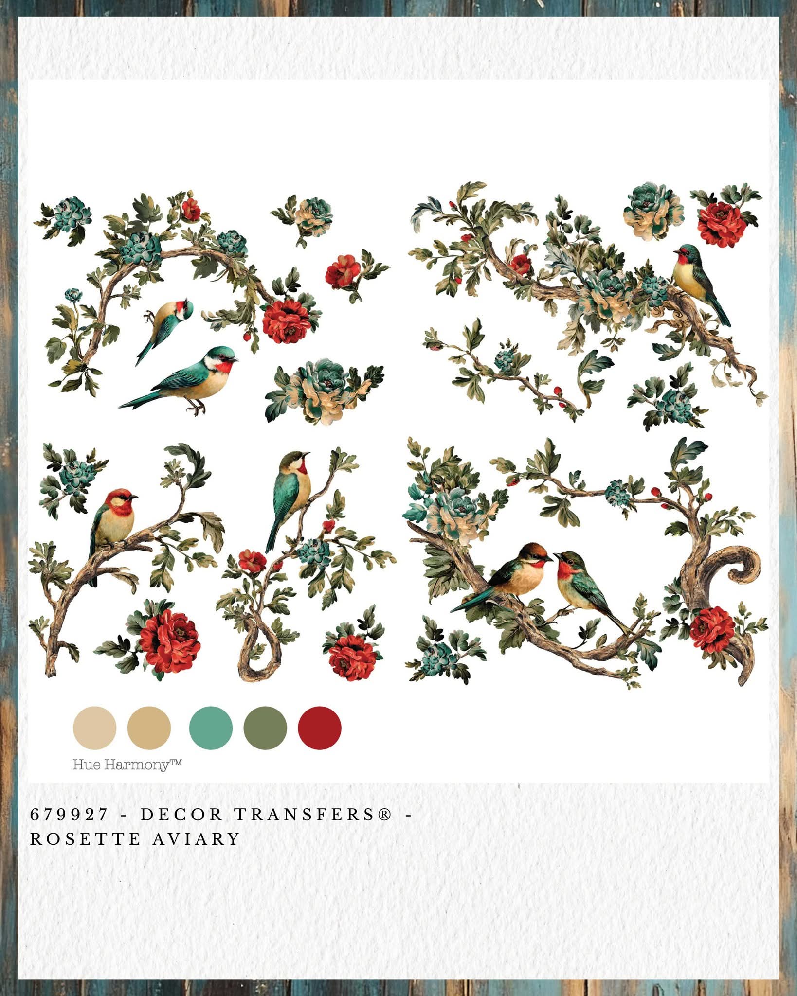 *New* Redesign with Prima Decor New Flat packed transfer Limited edition Rosette Aviary