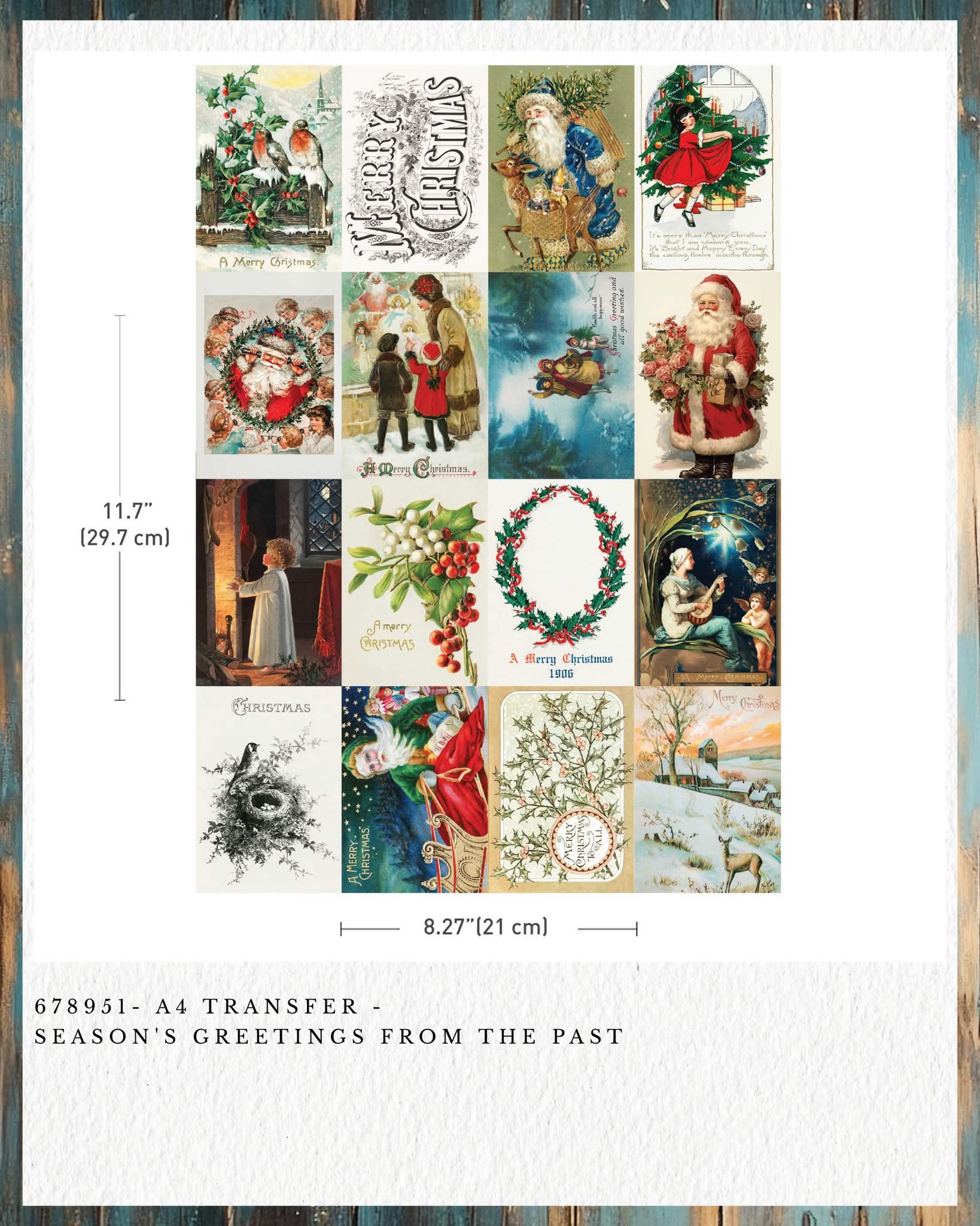 Redesign with Prima New A4 Transfer Seasons Greetings from the past (1 Sheet)