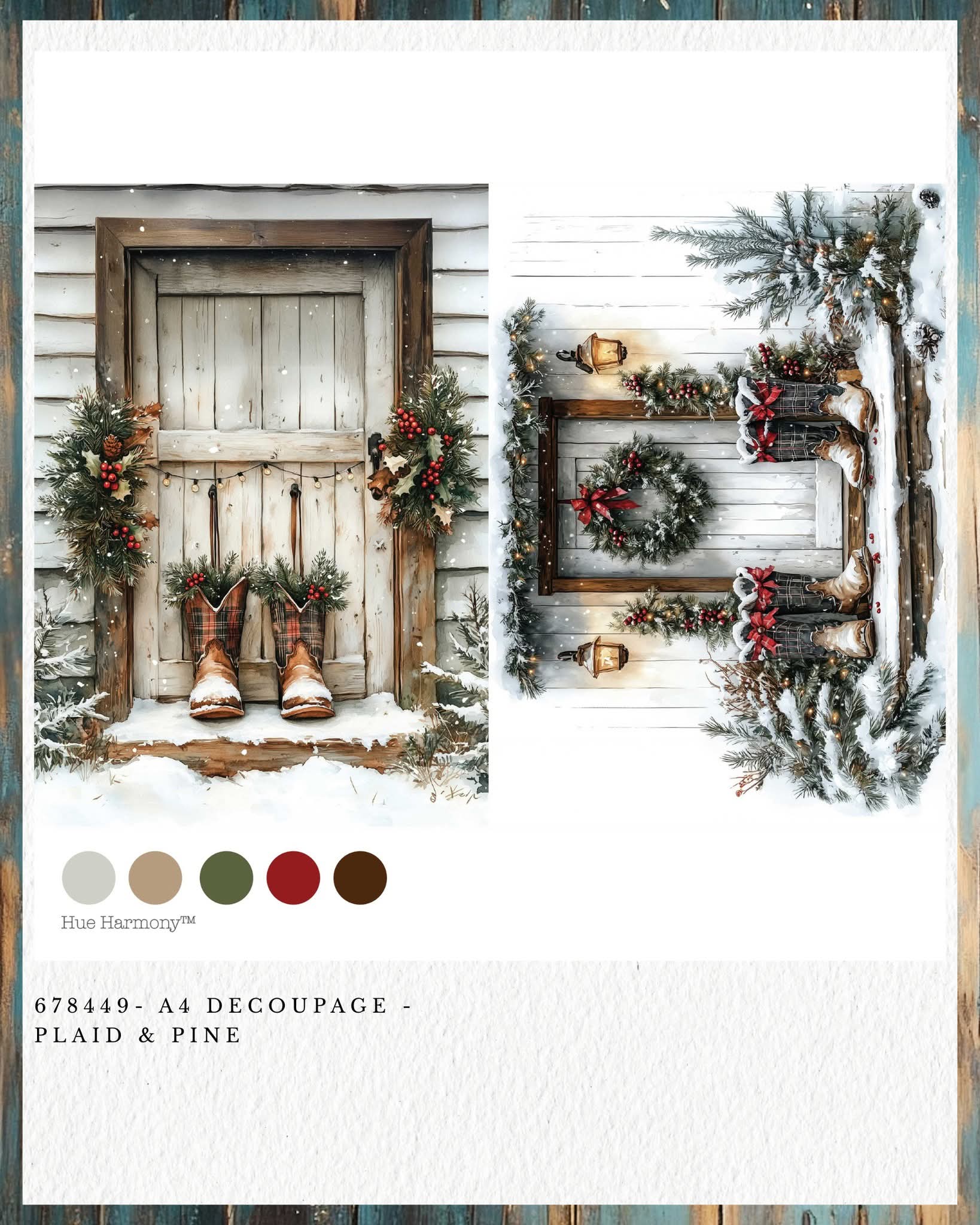 Redesign with Prima New A4 Fiber Decoupage Paper Plaid & Pine (1 Sheet)