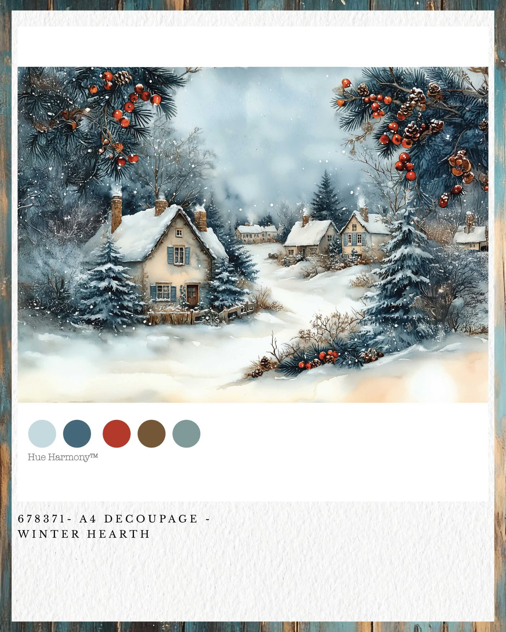 Redesign with Prima New A4 Fiber Decoupage Paper Winter Hearth (1 Sheet)