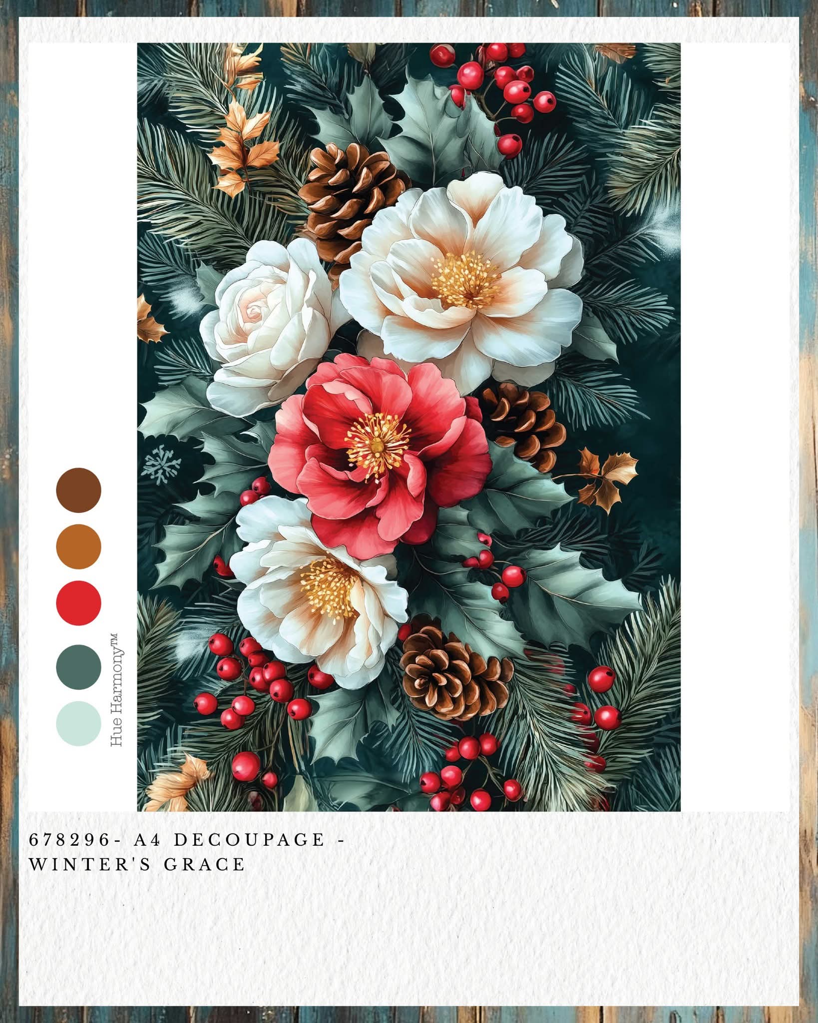 Redesign with Prima New A4 Fiber Decoupage Paper Winters Grace (1 Sheet)