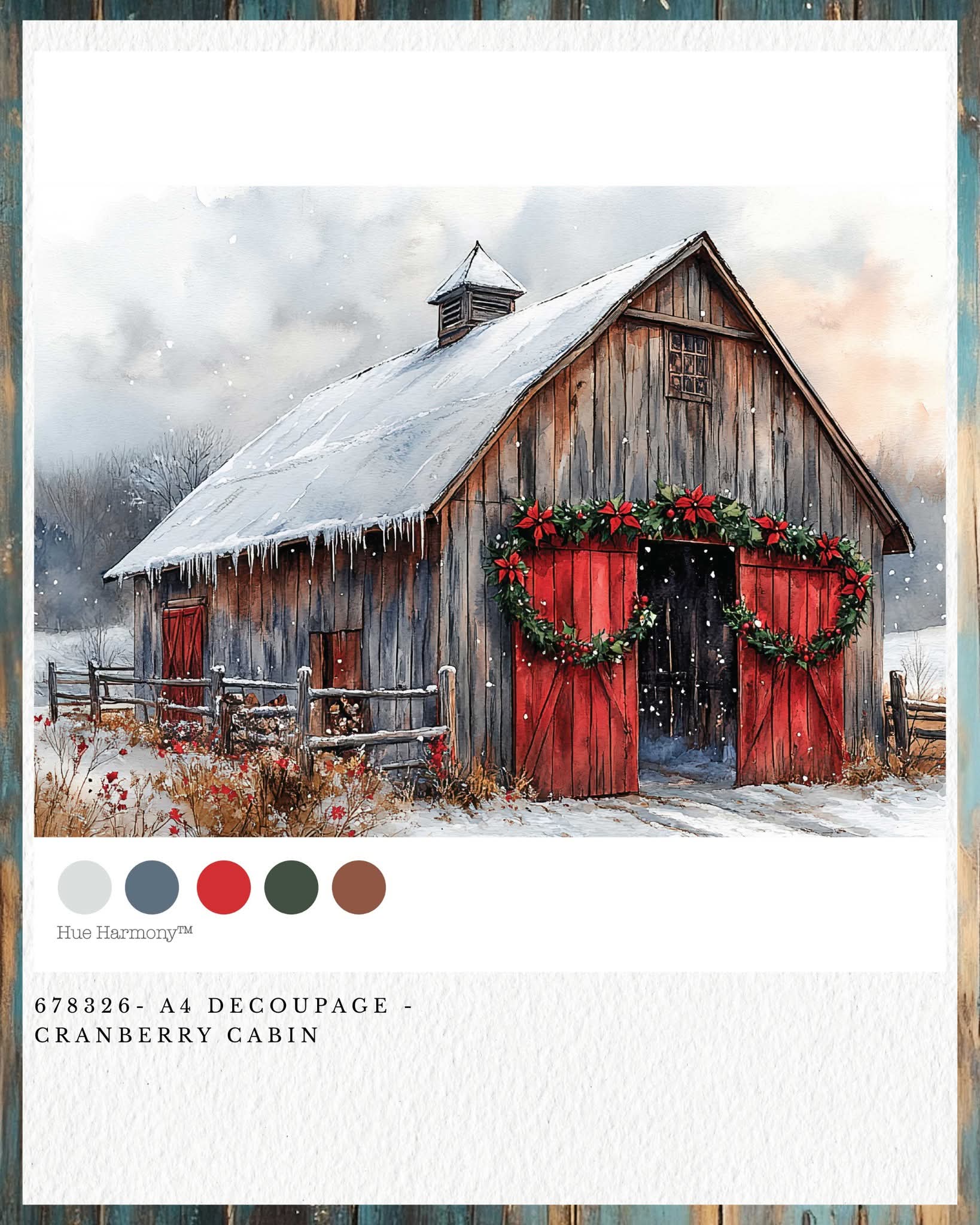 Redesign with Prima New A4 Fiber Decoupage Paper Cranberry Cabin (1 Sheet)