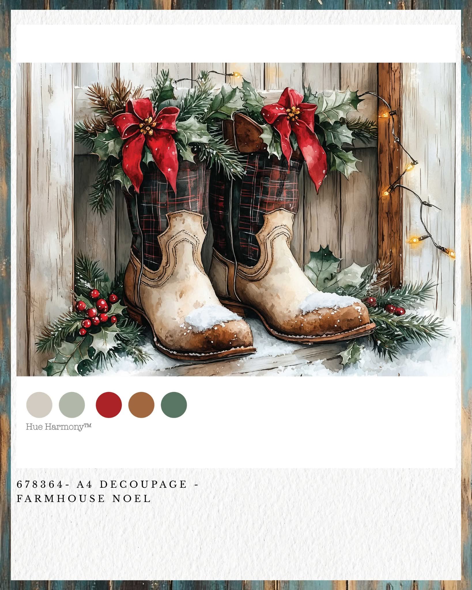 Redesign with Prima New A4 Fiber Decoupage Paper Farmhouse Noel  (1 Sheet)