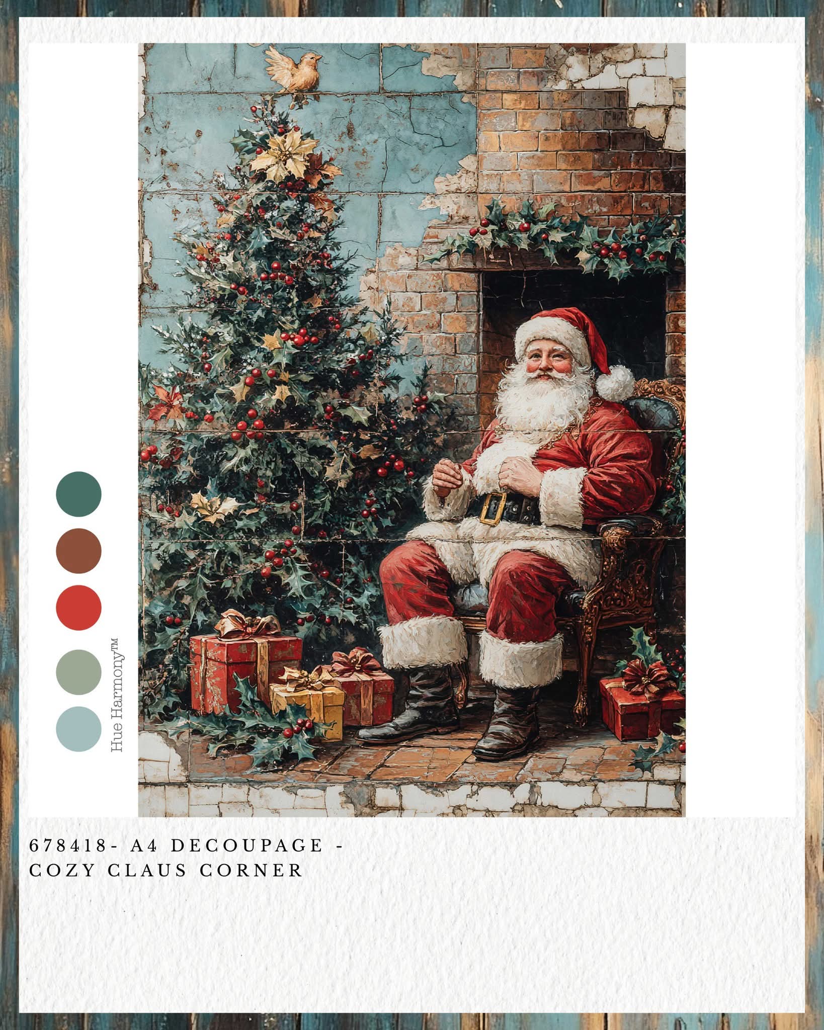 Redesign with Prima New A4 Fiber Decoupage Paper Cozy Claus Corner(1 Sheet)