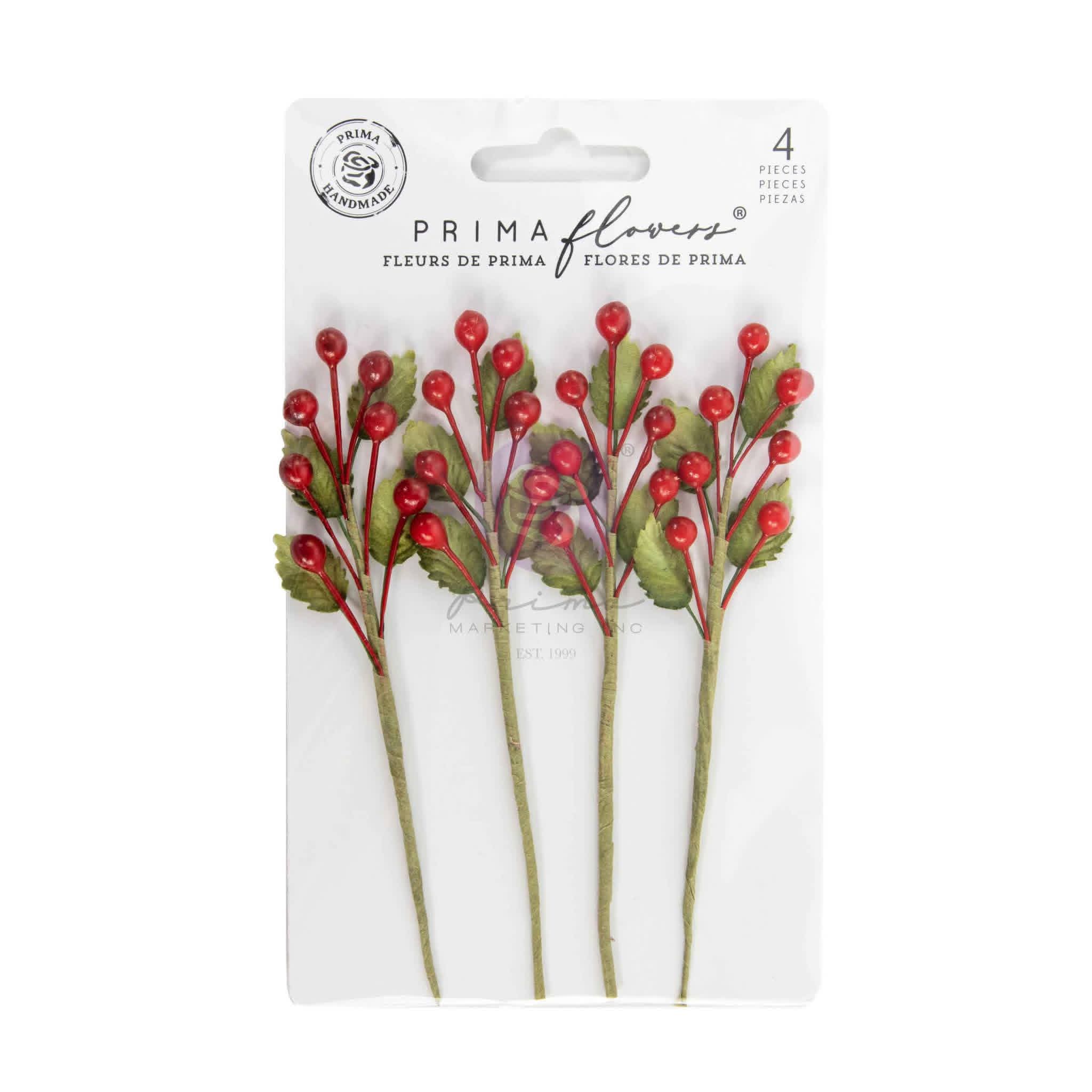 Twinkle Treats Prima Marketing Flowers 'Christmas Berries' (4 PIECES) PREORDER DISPATCH MID NOV