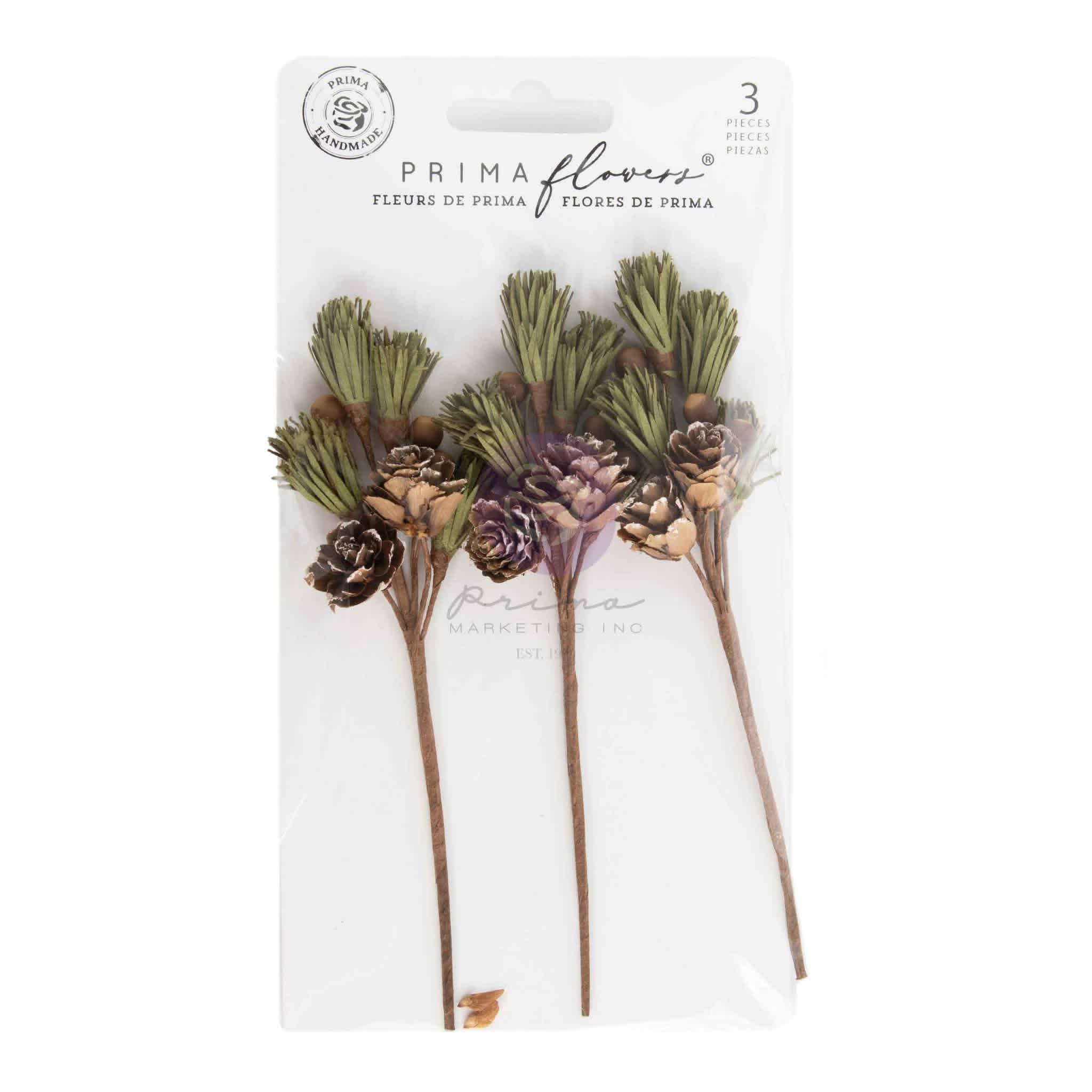 Twinkle Treats Prima Marketing Flowers 'Evergreen Sprigs' (3 PIECES) PREORDER DISPATCH MID NOV