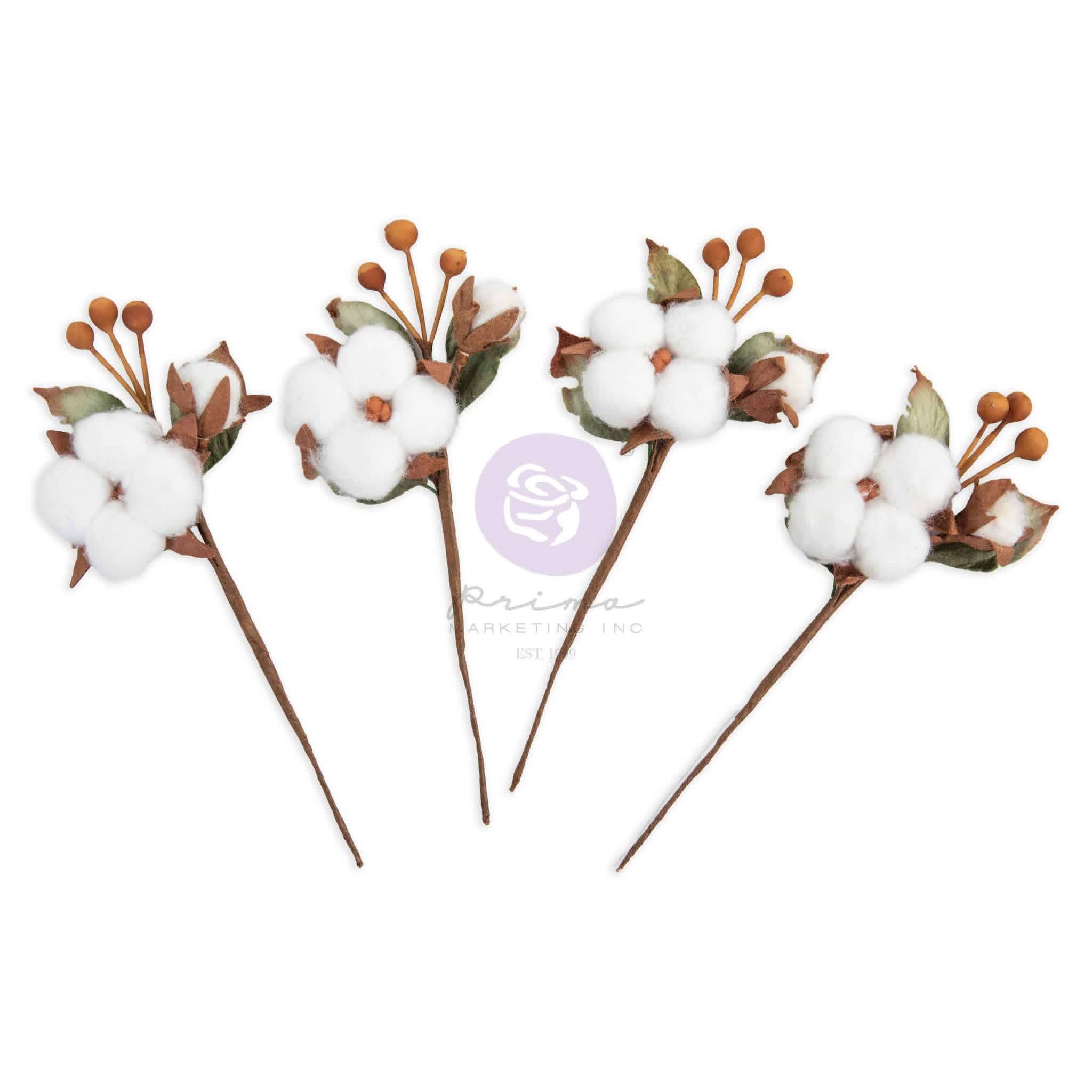 Twinkle Treats Prima Marketing Flowers 'Snowy Cotton' (4 PIECES) PREORDER DISPATCH MID NOV