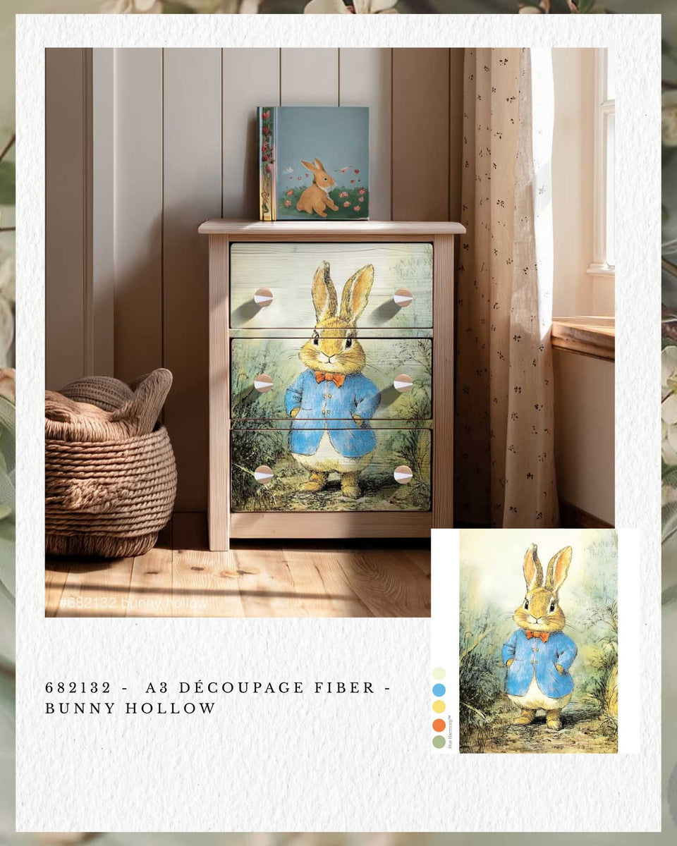 New Redesign with Prima A3 Decoupage Fibre Paper Bunny Hollow – Vintage ...
