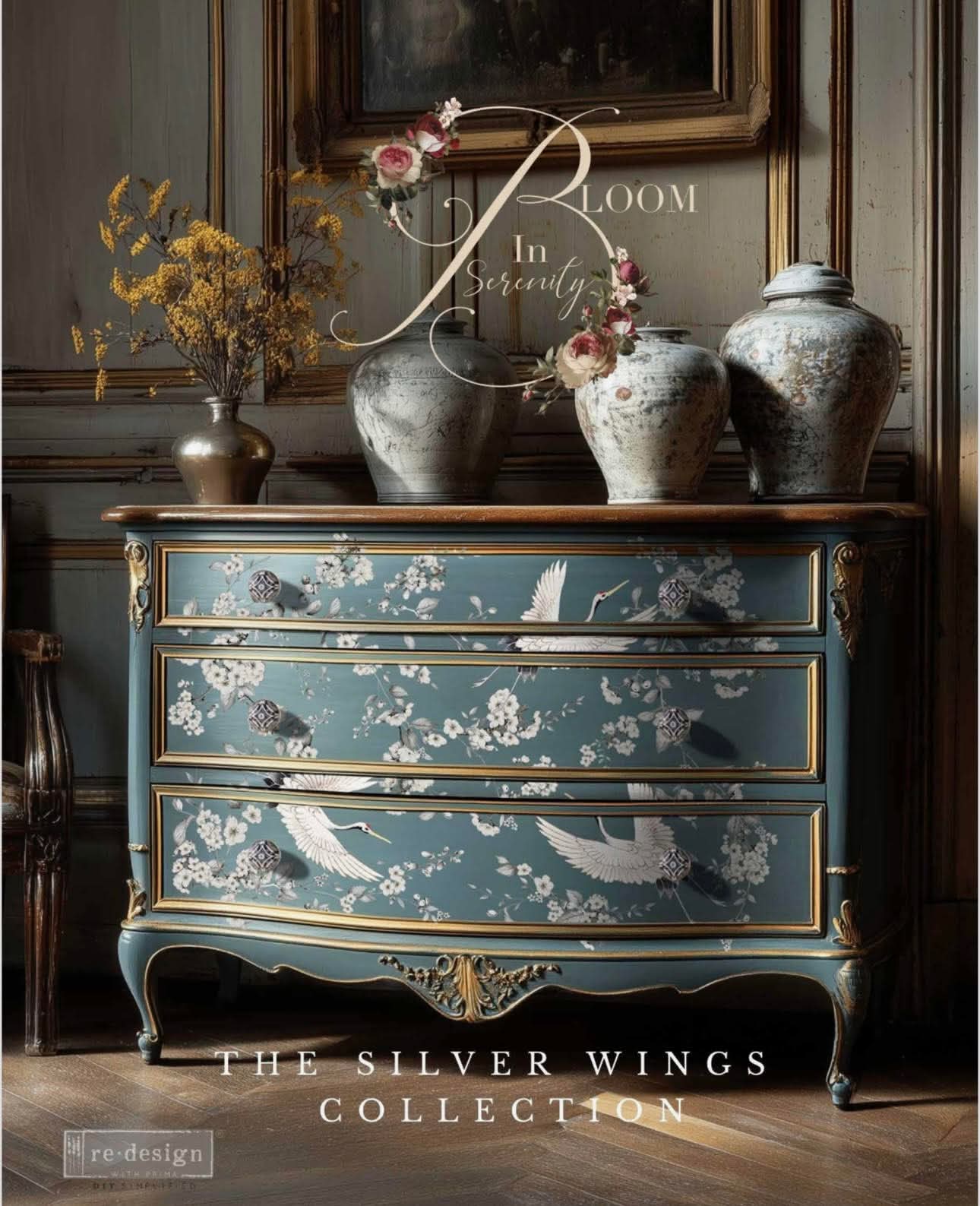 New Redesign with Prima Decor Transfer Silver Wings – Vintage blue ...