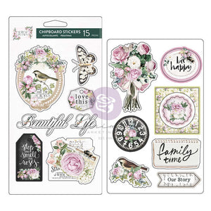 Serene Petals - Garden Whispers CHIPBOARD Stickers