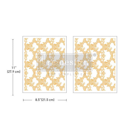 * New* Redesign with Prima Kacha Gold Foil Flat packed Middy Transfer Golden Lacework( 2 sheets)