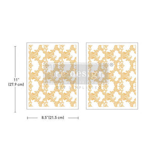 * New* Redesign with Prima Kacha Gold Foil Flat packed Middy Transfer Golden Lacework( 2 sheets)