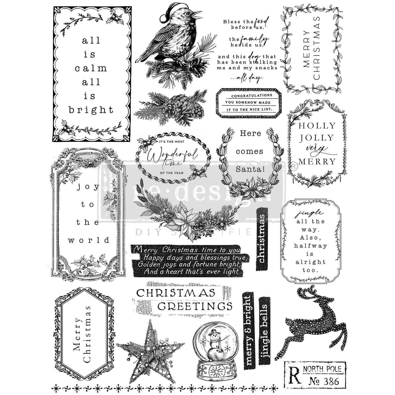 Redesign with Prima HOLLY JOLLY - DECOR STAMP