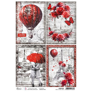 Ciao Bella Piuma Rice Paper A4 5 pack Paris JE T'AIME CARDS
