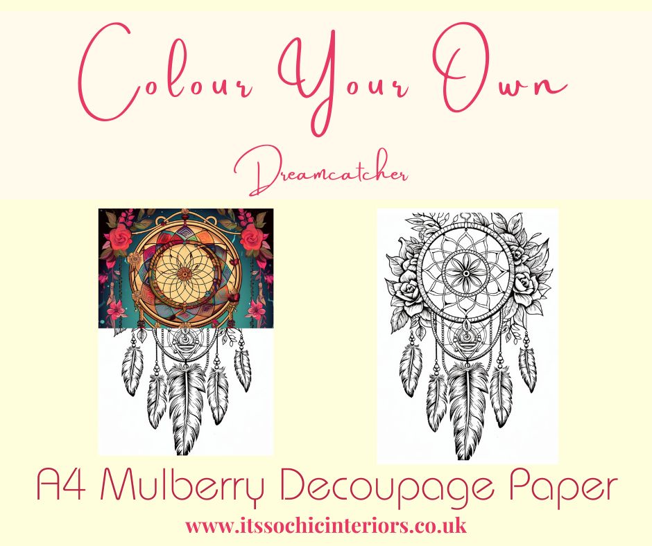 Its so chic  A4 Colour Your Own Mulberry Decoupage Paper Dreamcatcher
