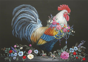 * New* Belle's and Whistles  Rice Decoupage Paper Royal Rooster IN STOCK