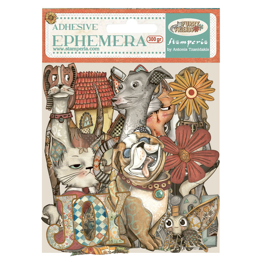*New* Stamperia Furry Friends Adhesive Ephemera 300gr