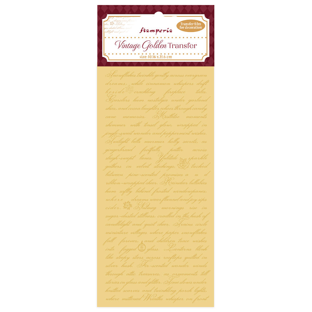 *New In* Stamperia Vintage Golden Transfer Alice in Christmas Writing