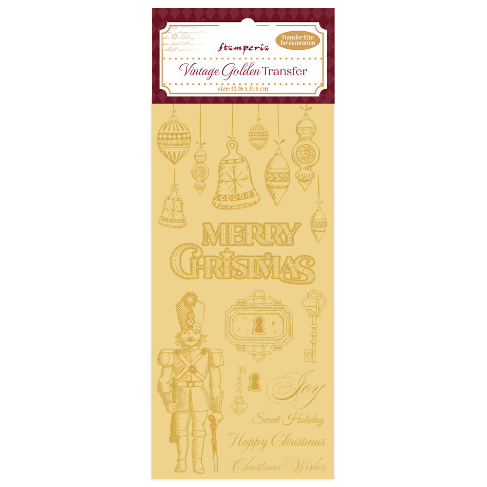 *New In* Stamperia Vintage Golden Transfer Alice in Christmas Merry Christmas
