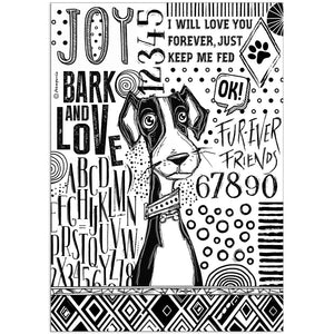 *New* Stamperia Rice Paper Furry Friends Black & White Dog Single A4 sheet