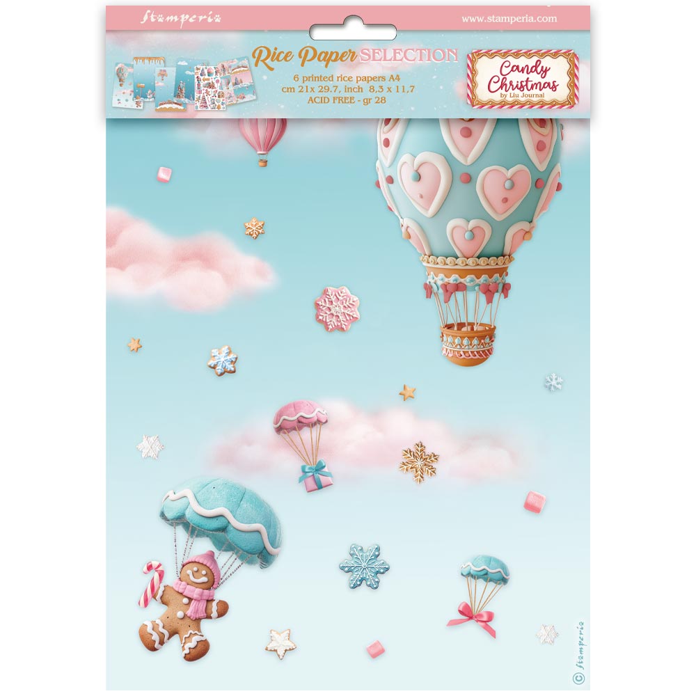 *New* Stamperia Rice Paper Selection Candy Christmas 6 x A4 sheets