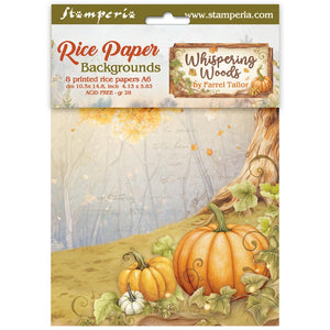 *New In* Stamperia Rice Paper Backgrounds Whispering Woods 8 x A6 sheets PREORDER DISPATCH APPX 13TH SEPT