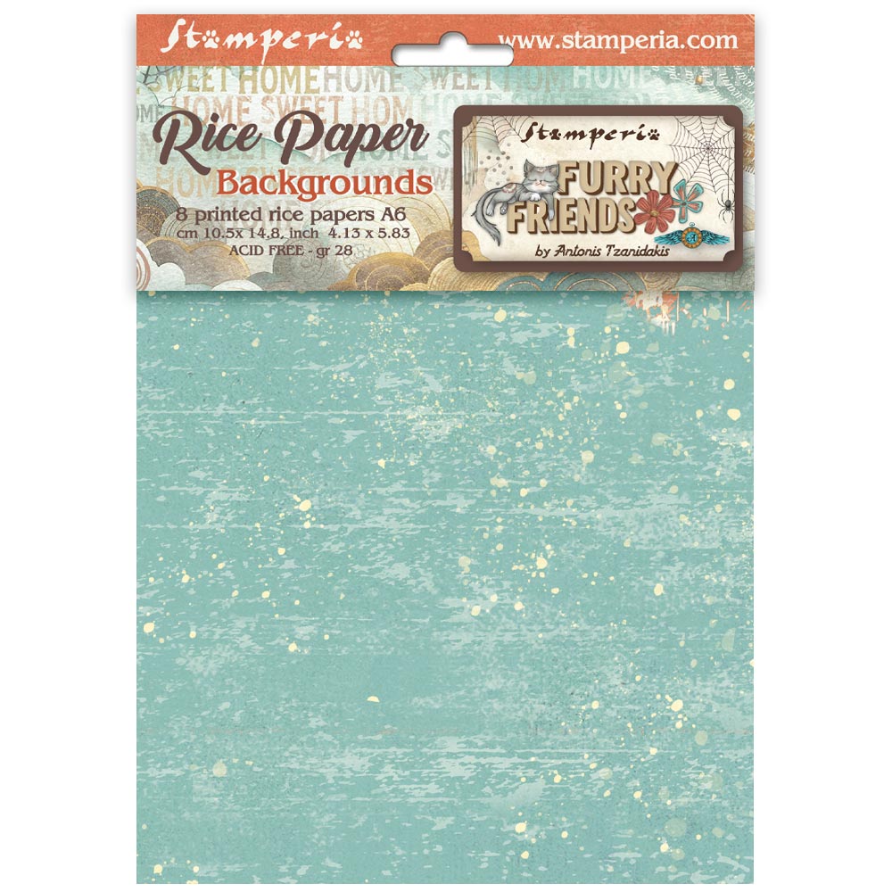 *New In* Stamperia Rice Paper Backgrounds Furry Friends 8 x A6 sheets