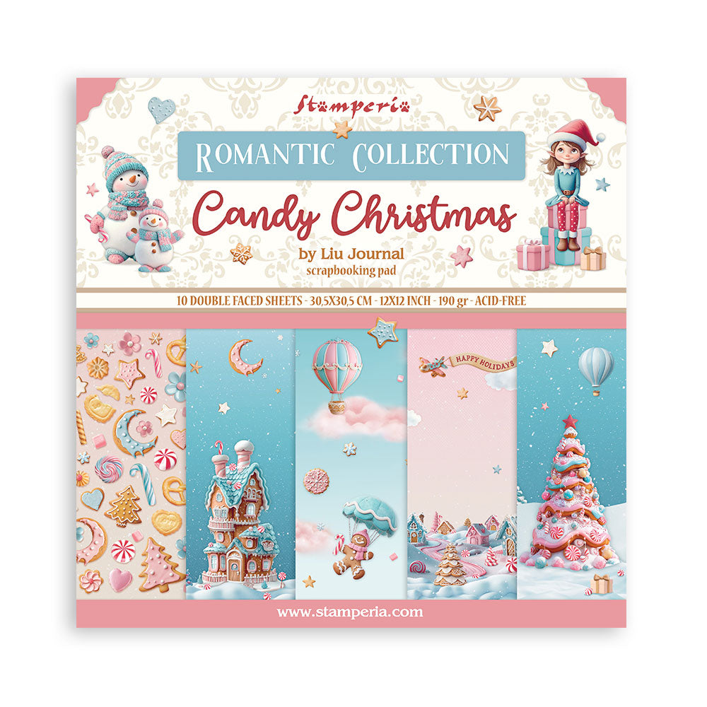 *New* Stamperia Candy Christmas 12"x 12" 10 double faced sheets Scrapbooking Pad