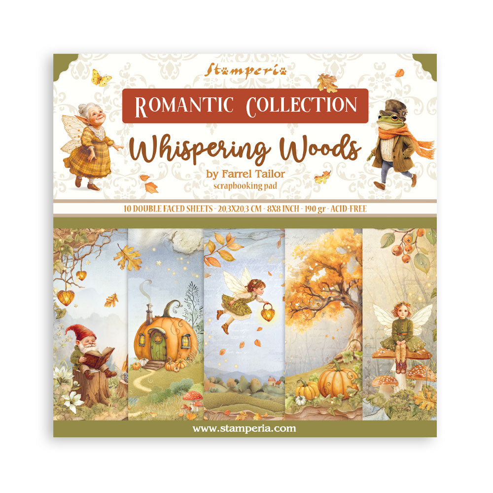 *New* Stamperia  Whispering Woods 8"x 8" 10 x double faced sheets Scrapbooking Pad  PREORDER DISPATCH APPX 13TH SEPT