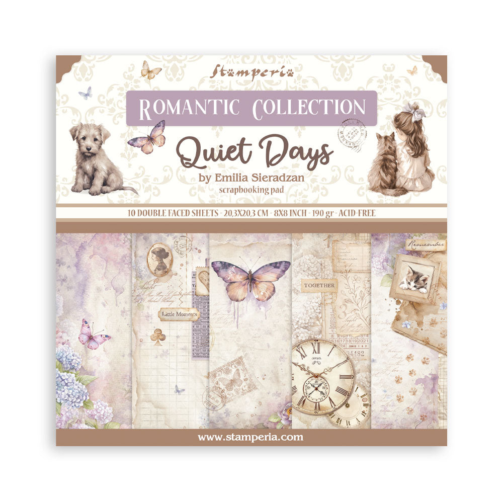 *New* Stamperia Quiet Days 8"x 8" 10 x double faced sheets Scrapbooking PREORDER DISPATCH APPX 15TH NOV Pad