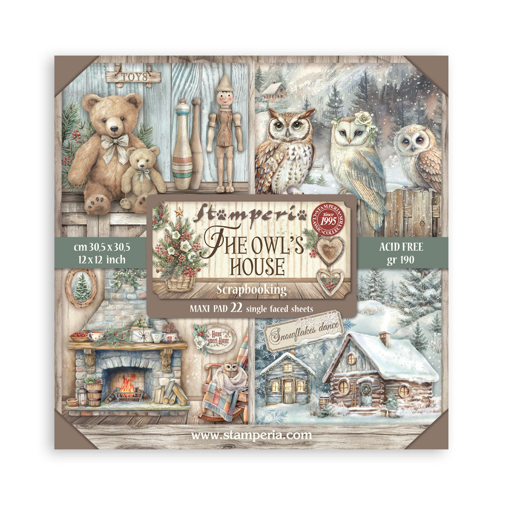 *New* Stamperia The Owls House Scrapbooking Maxi Pad 22 single faced sheets 12"x12"