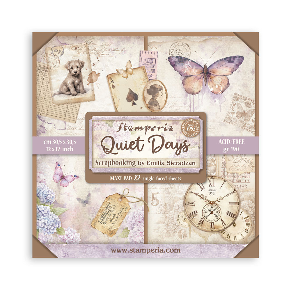 *New* Stamperia Quiet Days Scrapbooking Maxi Pad 22 single faced sheets 12"x12" PREORDER DISPATCH APPX 15TH NOV