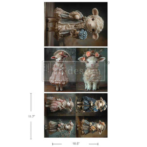 *New Exclusive Limited Edition* Redesign with Prima Sherperds Cottage Charm A3 DECOUPAGE FIBRE papers- 3 SHEETS, 11.7”X16.5”