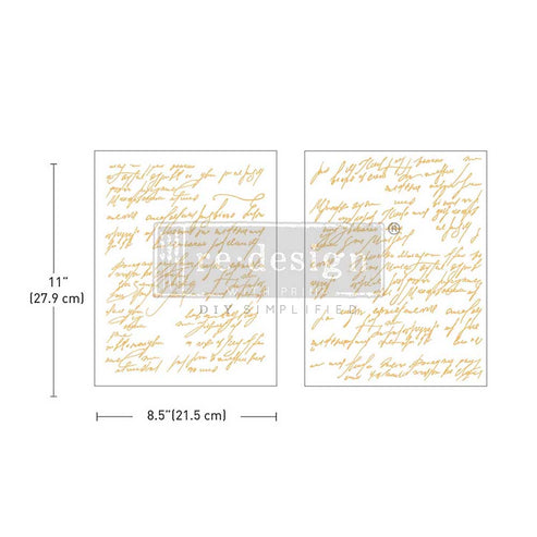 * New* Redesign with Prima Kacha Gold Foil Flat packed Middy Transfer Shimmering Script ( 2 sheets)