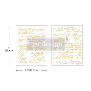 * New* Redesign with Prima Kacha Gold Foil Flat packed Middy Transfer Shimmering Script ( 2 sheets)