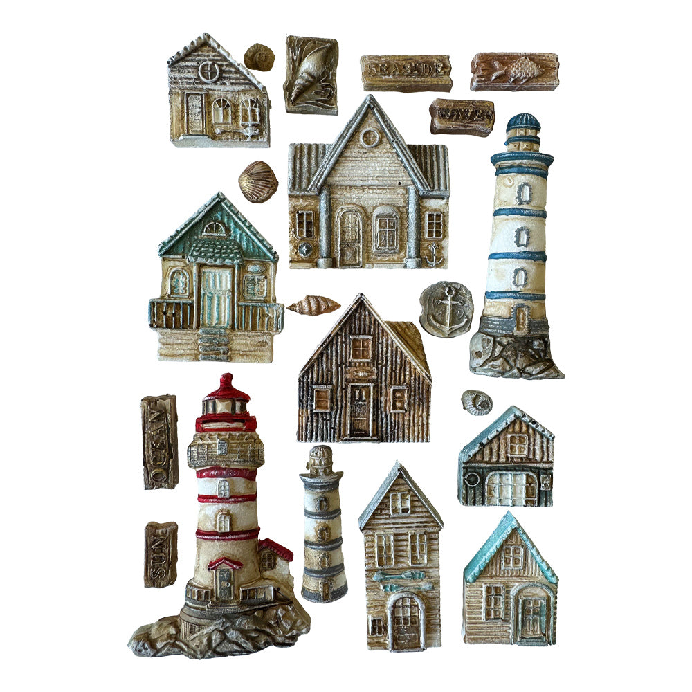 *NEW*Stamperia Silicon Mould A5 - Silent Sea 'Houses and Lighthouse' IN STOCK