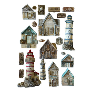 *NEW*Stamperia Silicon Mould A5 - Silent Sea 'Houses and Lighthouse' IN STOCK