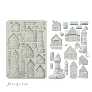 *NEW*Stamperia Silicon Mould A5 - Silent Sea 'Houses and Lighthouse' IN STOCK