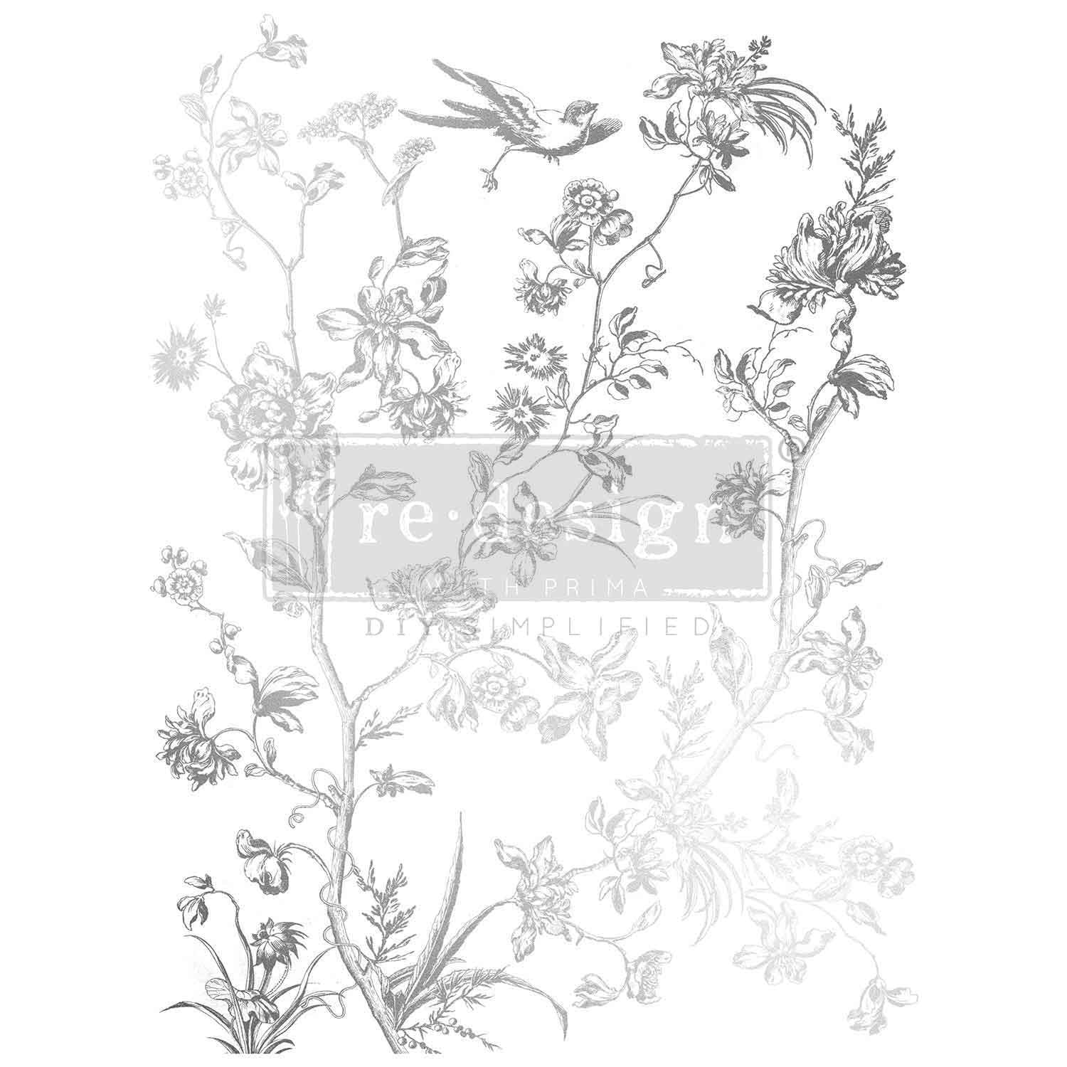 *New* Redesign with Prima Copper Foil Decor Transfer Silver Bird Kacha