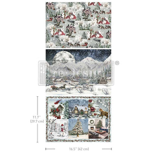 *New* Redesign with Prima Snowfall Splendor A3 DECOUPAGE FIBRE papers- 3 SHEETS, 11.7”X16.5”