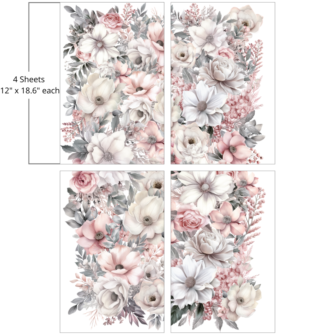 * NEW* Belle's and Whistles Large Transfer Soft Wintery Floral IN STOCK