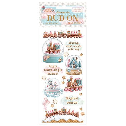 *New In* Stamperia Rub On Candy Christmas Snowglobes