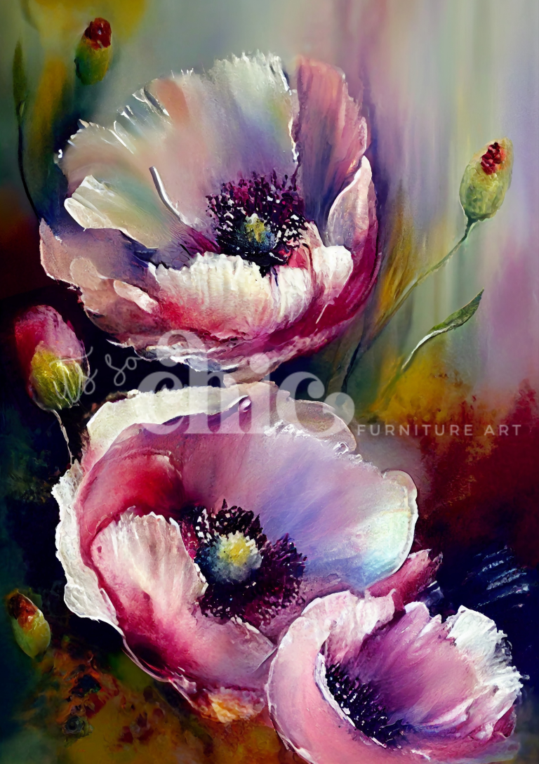 Print On Demand A1/A2/A3 Abstract Poppies Decoupage Paper Paper Craft Decoupage Papers for Furniture Poster Quality