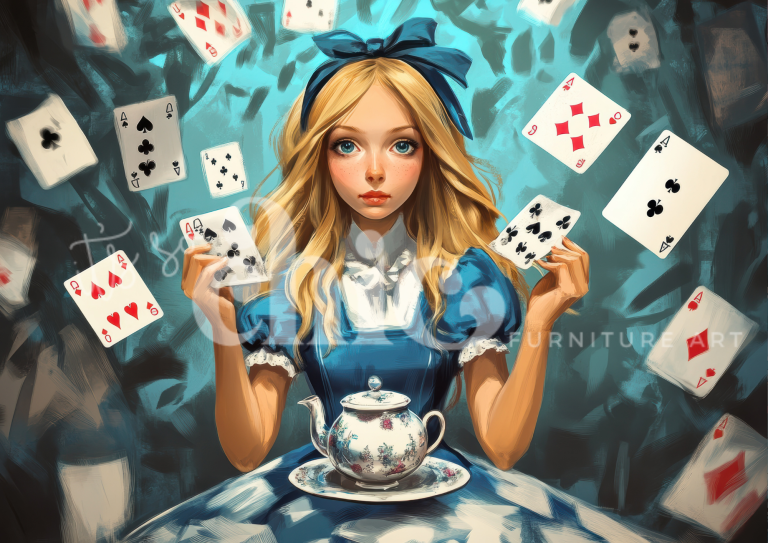 Print On Demand A1/A2/A3 Alice Deck of Cards Decoupage Paper Paper Craft Decoupage Papers for Furniture Poster Quality