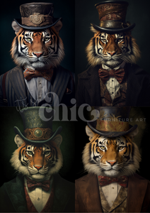 A0/A1/A2/A3 Top Hat Tigers Decoupage Paper For Furniture