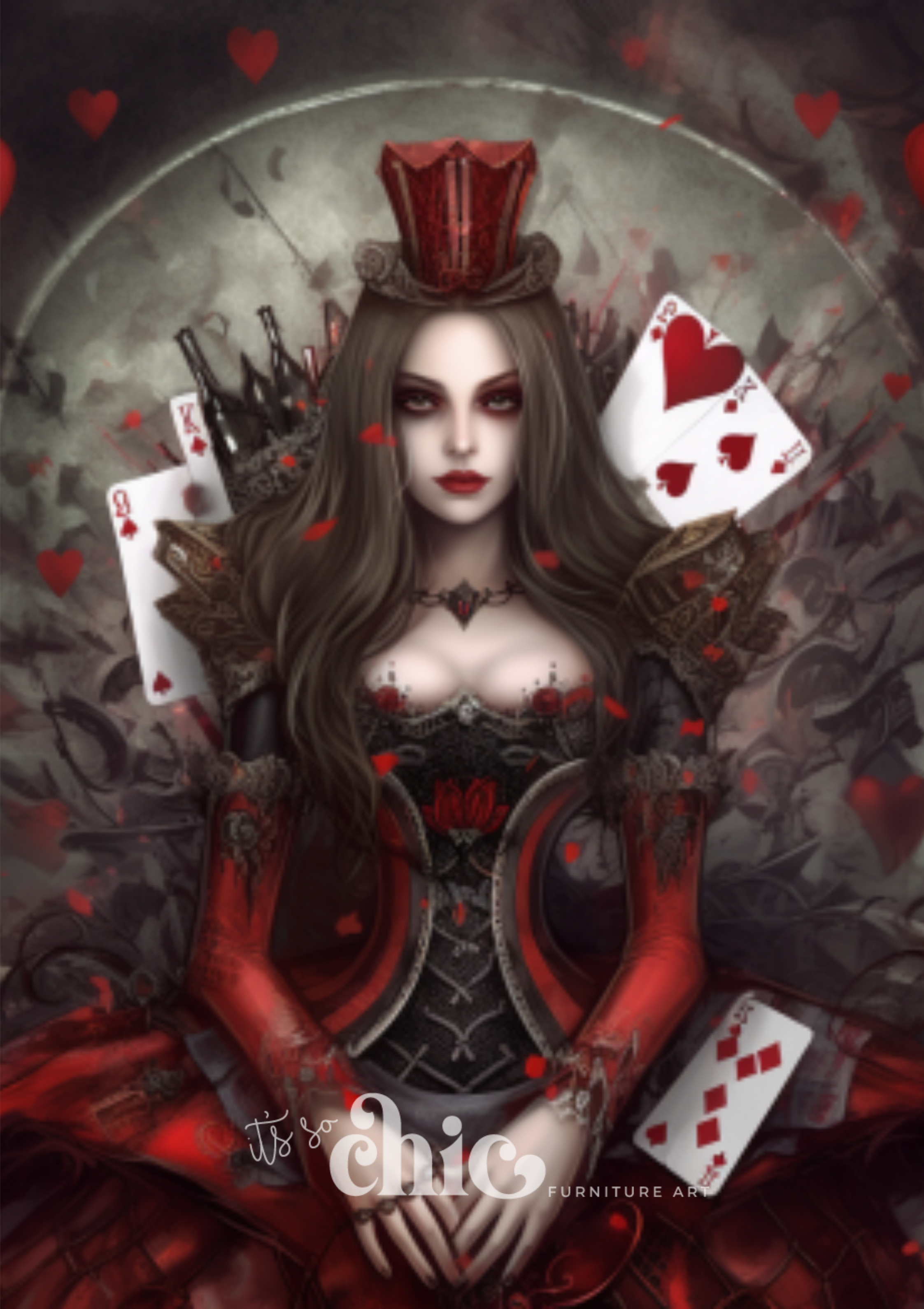 Print On Demand A1/A2/A3 Gothic/Steampunk Queen of Hearts Decoupage Paper Paper Craft Decoupage Papers for Furniture Poster Quality