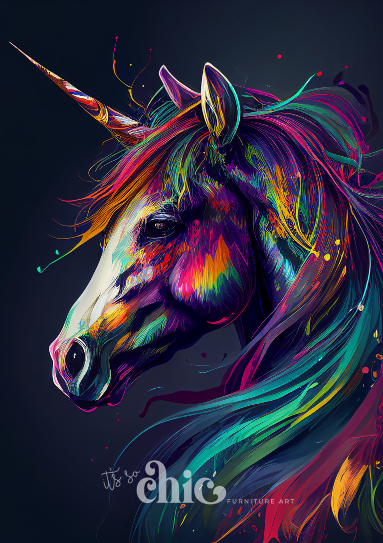 Print On Demand A1/A2/A3 Neon Unicorn Decoupage Paper Paper Craft Decoupage Papers for Furniture Poster Quality