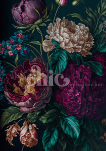 Print On Demand A1/A2/A3 Moody Peony Decoupage Paper Paper Craft Decoupage Papers for Furniture Poster Quality