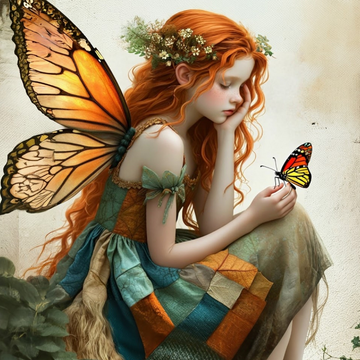 Three Yellow Goats Decoupage A1 sheet - Girl with Butterfly * New in